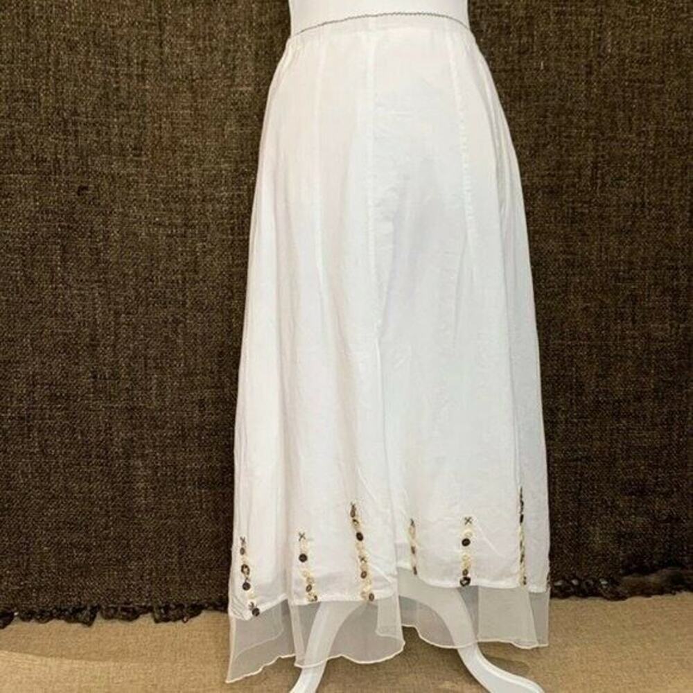 J. Jill women a line maxi full skirt Embroidered  cream sz xs
